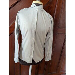 Perry Ellis Long Sleeve Button-Up Shirt Size 4 100% Cotton Light Gray Color